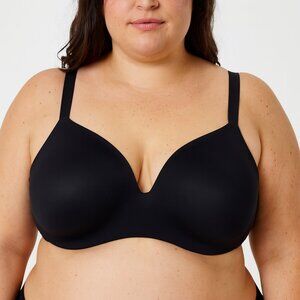Cacique Lane Bryant Womens Bra Lightly Lined No Wire T Shirt Bra Size 34F Black